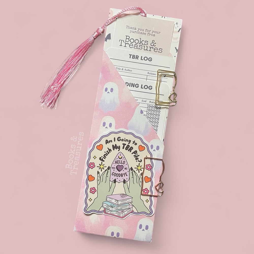 Halloween TBR & Read g Log Bookmark Set Ghost Book Tracker with Sticker